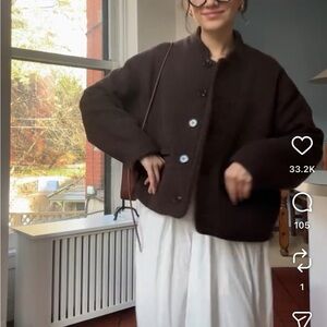 Women's Brown Boxy Jacket Wool Small